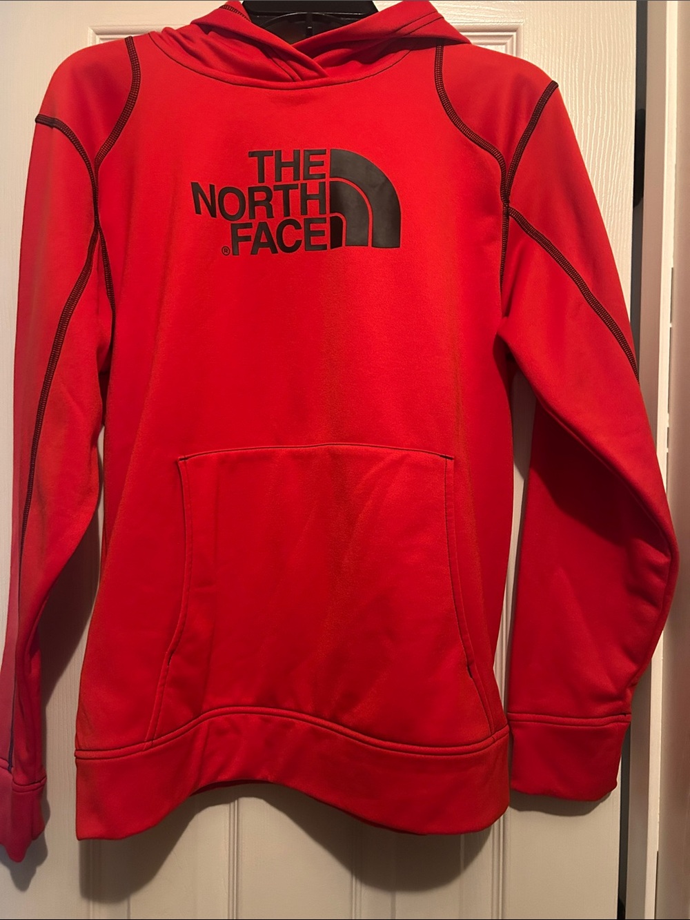 The North Face Boy’s XL (18/20) Red Crewneck Hoodie with Black Logo